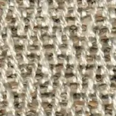 Woven tweed fabric texture, off-white and light brown, heathered grid pattern with twisted yarns and a nubby surface; label reads "swan > fabric (g) > g 473".